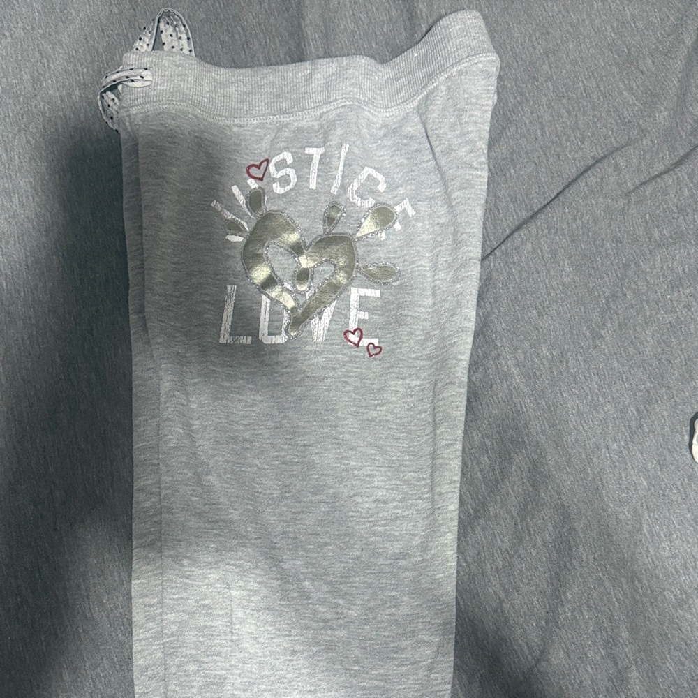 Justice Gray Sweatpants with Heart Design